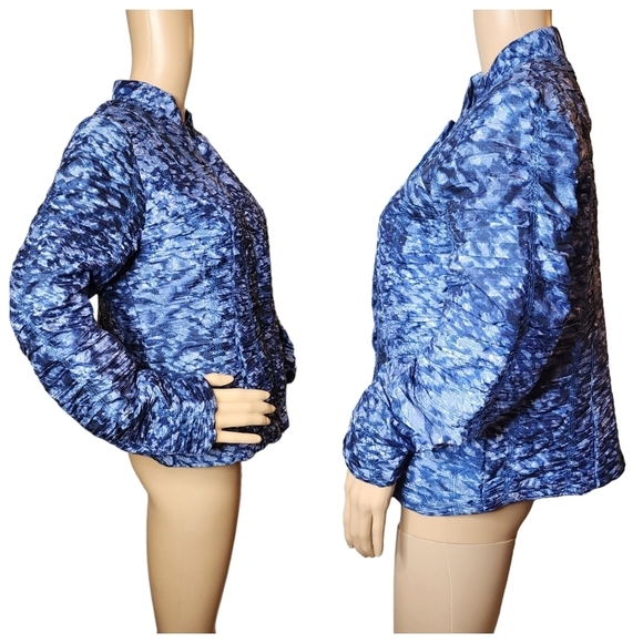 Chico's ruched blue zip blazer jacket - Picture 15 of 17